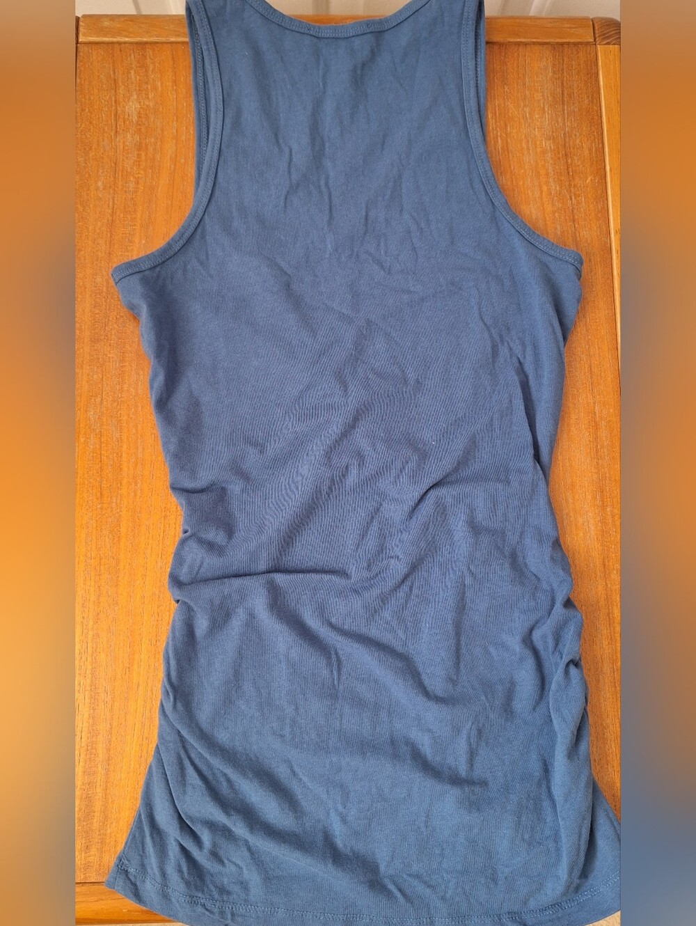 James Perse Cotton Ruched Tank Standard V Neck Slim Fit Blue Gray Womens 1(S) - Picture 2 of 8